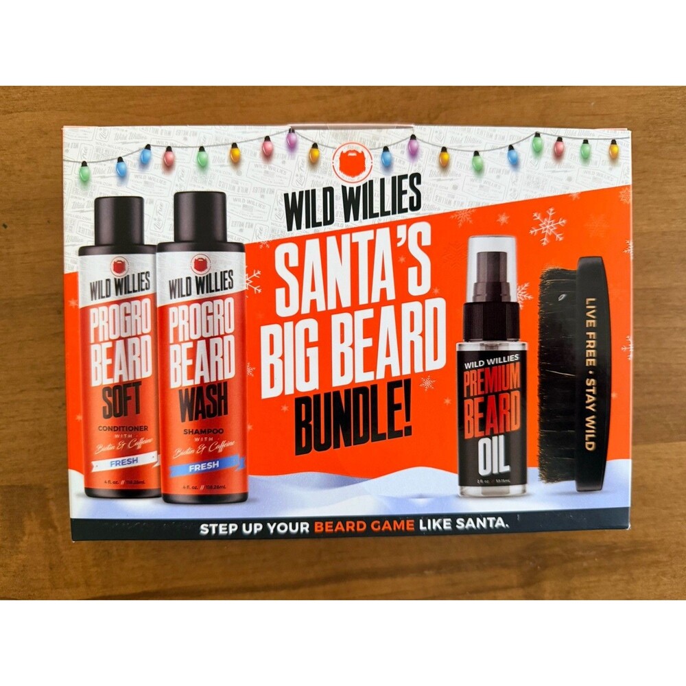 Wild Willies Beard Care Gift Set - Wash, Softener, Oil & Brush Bundle